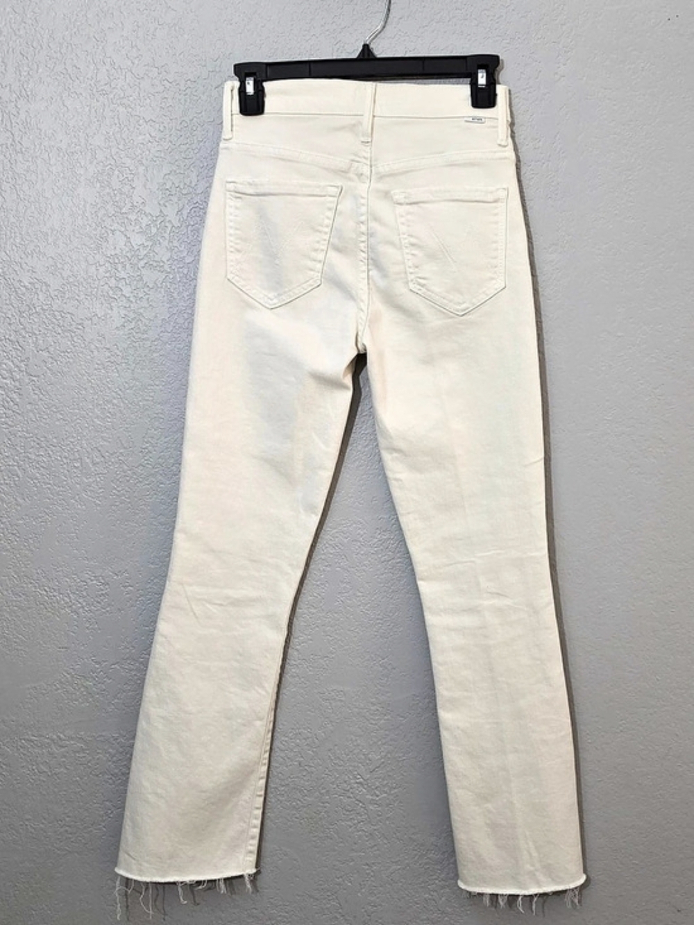 MOTHER The Insider Crop Step Fray Jeans Cream Puff High Rise Size 24 - Picture 6 of 12